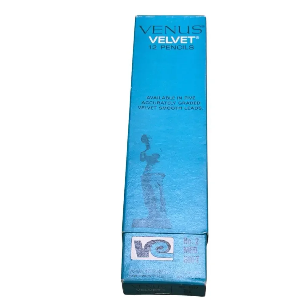 New Vintage Venus Velvet Pencils No. 2 Med Soft Original Box Unsharpened PK/12